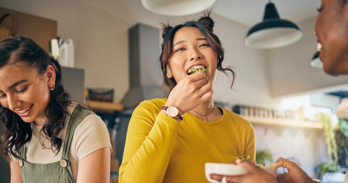 woman eating food