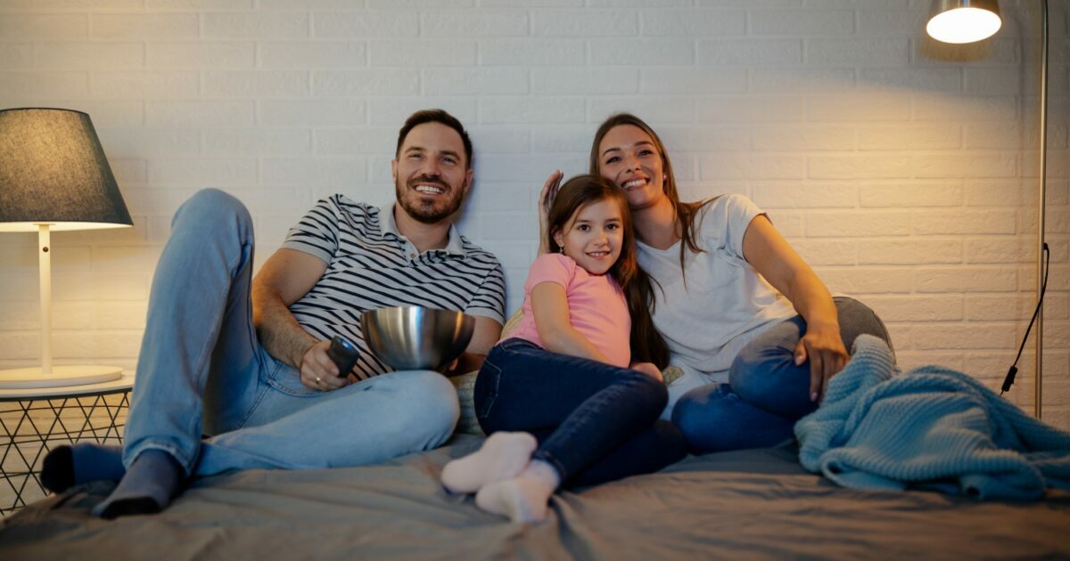 family watching a movie 