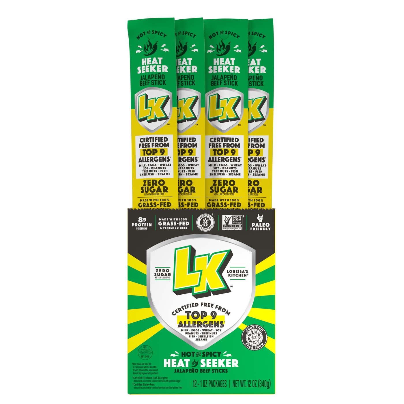 LK Jalapeño Beef Stick, 1 ounce, pack of 12