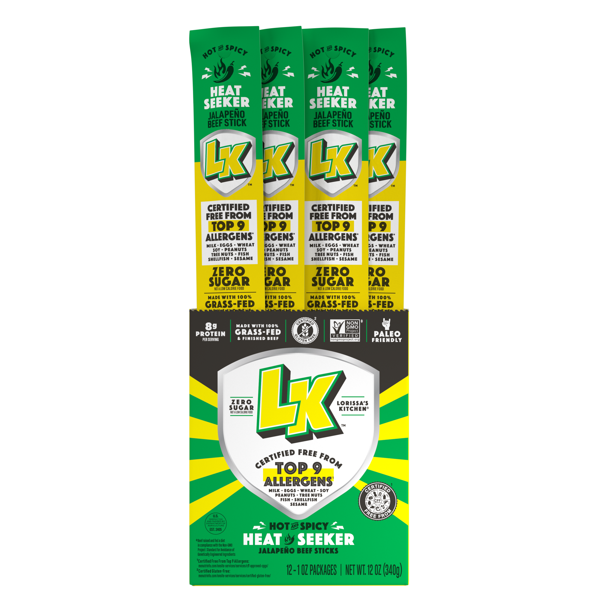 LK Jalapeño Beef Stick, 1 ounce, pack of 12