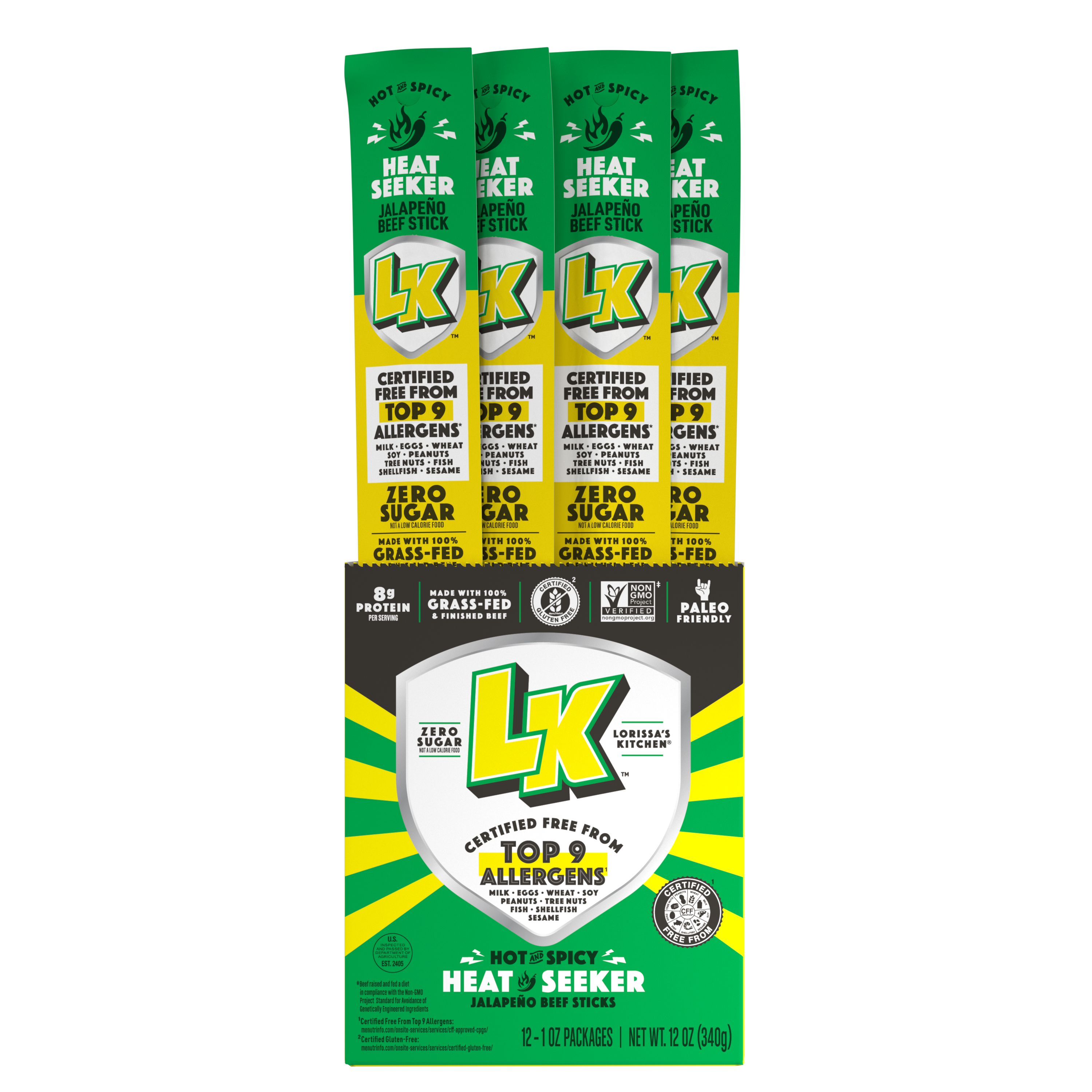 LK Jalapeño Beef Stick, 1 ounce, pack of 12